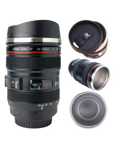 Taza de Lente de Cámara TMANGO 400ml con Tapa Deslizante