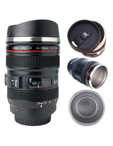 Taza de Lente de Cámara TMANGO 400ml con Tapa Deslizante