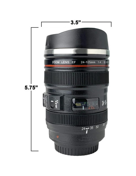 Taza de Lente de Cámara TMANGO 400ml con Tapa Deslizante