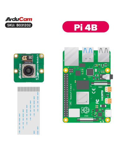 Módulo de Cámara Gran Angular Arducam 12MP IMX708 para Raspberry Pi