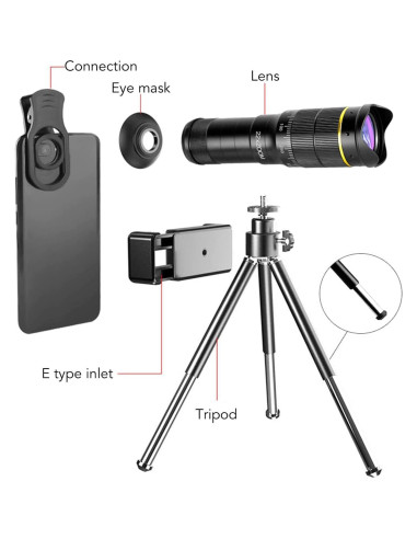 Lente Telefoto 32X Cyrank para Teléfono Móvil con Clip HD