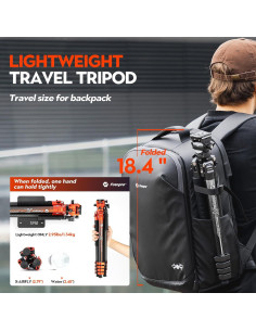 Trípode Fotopro X-Airfly Video 1.34kg Fibra de Carbono Naranja 2