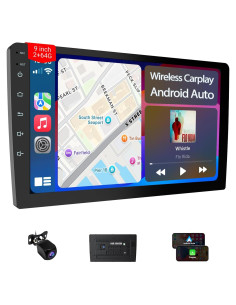Estéreo de Coche Double Din 9" Haudio con CarPlay y Android Auto