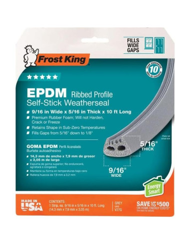 Cinta de Clima EPDM Frost King 3.05m x 0.79cm Gris