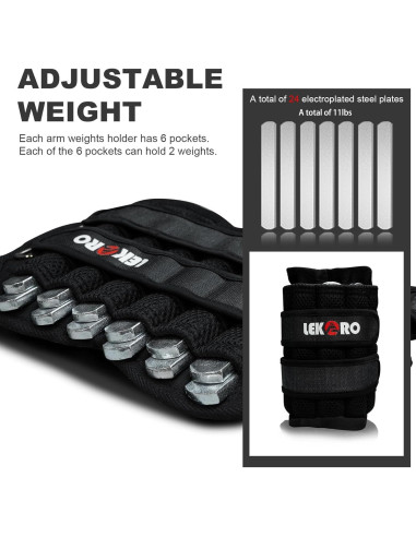 Pesas Ajustables para Tobillo y Muñeca LEKRO 4.99 kg