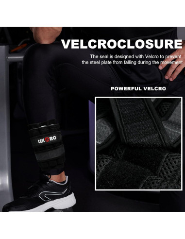 Pesas Ajustables para Tobillo y Muñeca LEKRO 4.99 kg