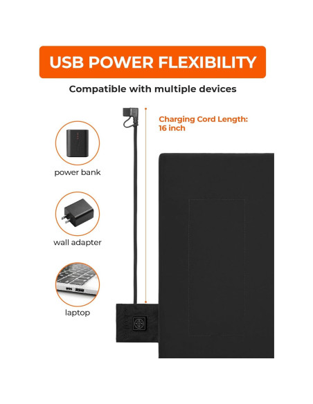 Cojín Calentado Portátil ORORO USB para Silla - Negro