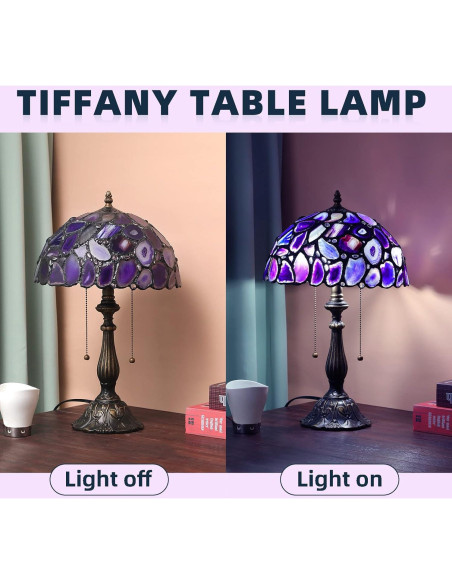 Lámpara de Mesa Tiffany Nizrsky 30x30 cm Ágata Morado