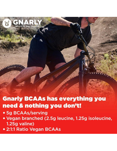Polvo de BCAA Gnarly Nutrition Limón Lima 300g - Suplemento Vegano