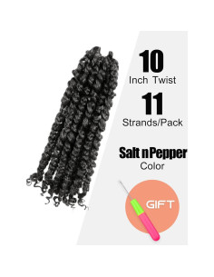 Cabello Twist de Pasión KAVSORAPI 25 cm Sal y Pimienta 8 Paquetes 2