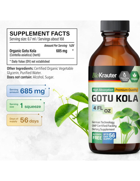 Tintura de Gotu Kola y Bacopa BioKrauter 118 ml Vegana
