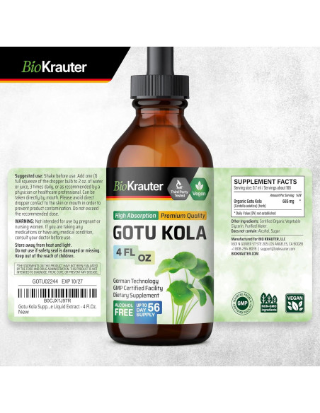 Tintura de Gotu Kola y Bacopa BioKrauter 118 ml Vegana