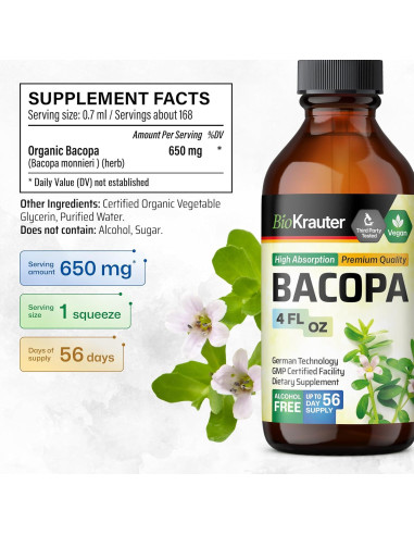 Tintura de Gotu Kola y Bacopa BioKrauter 118 ml Vegana