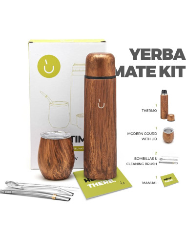 Conjunto de Yerba Mate BALIBETOV - Calabash, Termo y Bombilla
