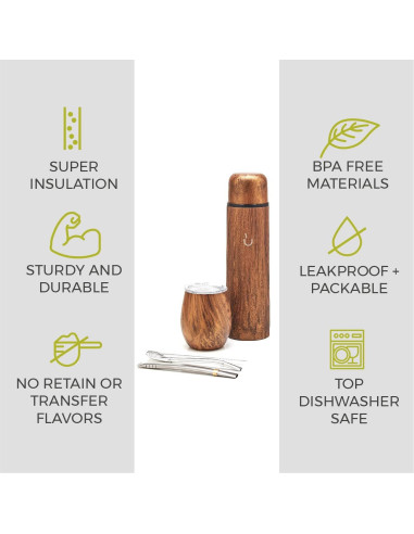 Conjunto de Yerba Mate BALIBETOV - Calabash, Termo y Bombilla