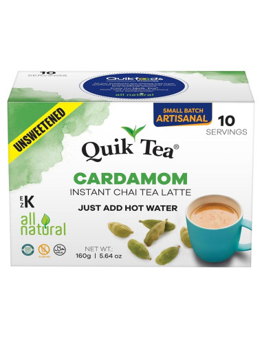 QuikTea Chai Latte Sin Azúcar Cardamomo 160g - Sabor Intenso