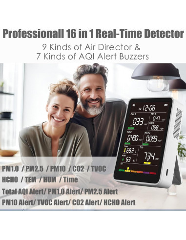 Monitor de Calidad del Aire AirWhisper 16 en 1 Portátil Blanco