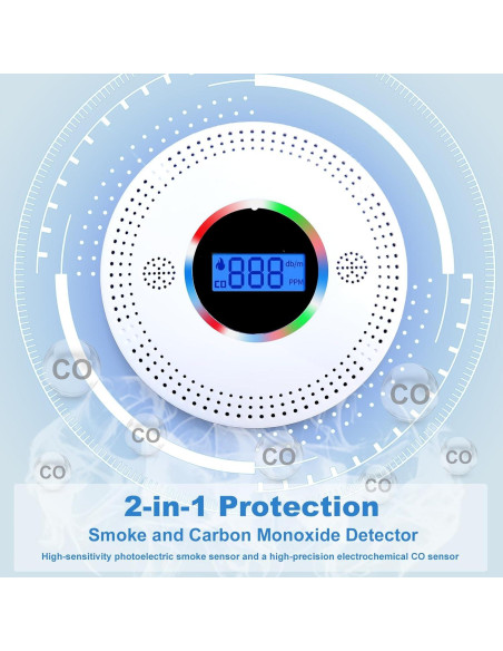 Detector de Humo y Monóxido OXVIT CDR-813COM 2-en-1 LCD