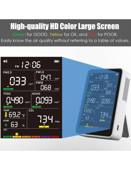 Monitor de Calidad del Aire AirWhisper 16 en 1 Portátil Blanco