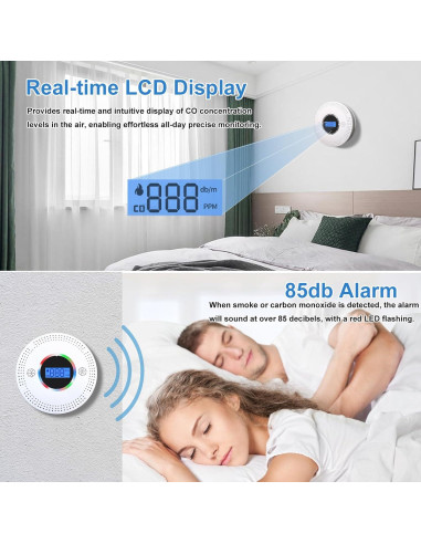 Detector de Humo y Monóxido OXVIT CDR-813COM 2-en-1 LCD