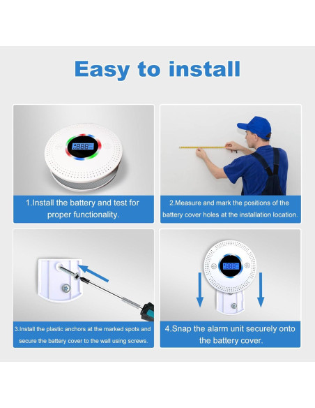 Detector de Humo y Monóxido OXVIT CDR-813COM 2-en-1 LCD