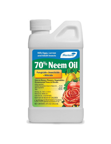 Monterey Aceite de Neem 70% 236.6ml - Insecticida y Fungicida