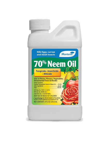 Monterey Aceite de Neem 70% 236.6ml - Insecticida y Fungicida