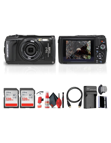 Cámara Digital OM System Tough TG-7 Negra + Accesorios