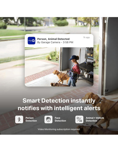 Cámara de Seguridad Inteligente Chamberlain myQ - HD 1080p, Visión Nocturna, Audio Bidireccional, Paquete de 4
