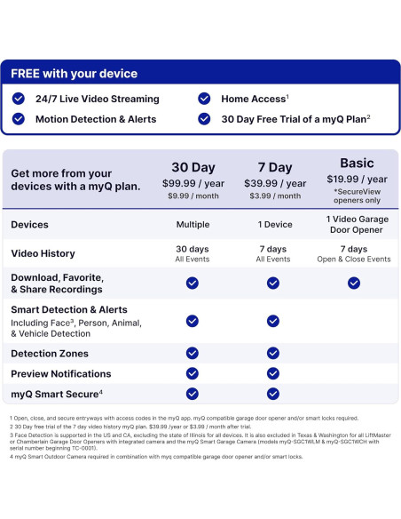 Cámara de Seguridad Inteligente Chamberlain myQ - HD 1080p, Visión Nocturna, Audio Bidireccional, Paquete de 4