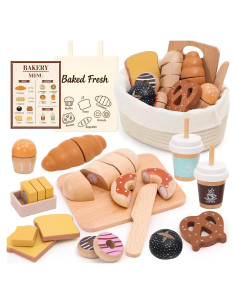 Set de Juguetes de Comida de Panadería de Madera Supergfs
