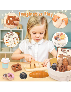 Set de Juguetes de Comida de Panadería de Madera Supergfs 2