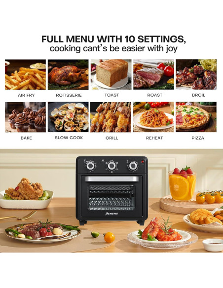 Horno Tostador Airfryer Panana 1400W 21QT 6 en 1 Acero Inoxidable