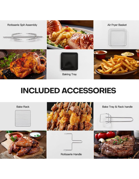 Horno Tostador Airfryer Panana 1400W 21QT 6 en 1 Acero Inoxidable