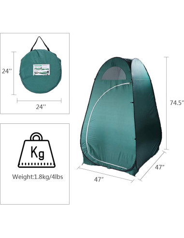 Tienda de Ducha Plegable Eikyutora Verde Militar 120x190 cm