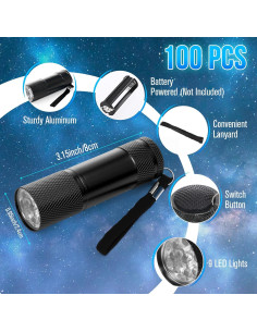 Conjunto de 100 Mini Linternas LED VIHOSE Aluminio Negro 2