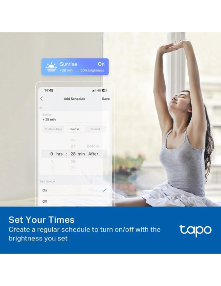 Bombillas Inteligentes Tapo TP-Link L510E, 800 Lúmenes, 2700K, 4 Pzas