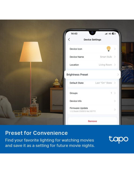 Bombillas Inteligentes Tapo TP-Link L510E, 800 Lúmenes, 2700K, 4 Pzas