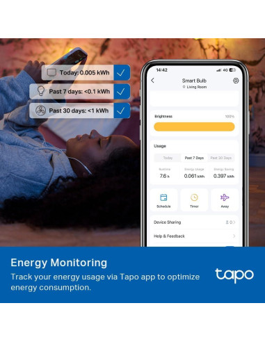Bombillas Inteligentes Tapo TP-Link L510E, 800 Lúmenes, 2700K, 4 Pzas