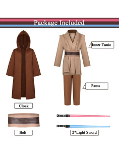 Disfraz de Jedi para Hombre con Sables de Luz y Túnica 2