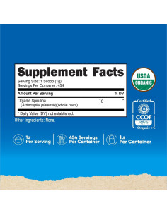 Polvo de Espirulina Orgánica Nutricost 454 Gr - Superalimento 2