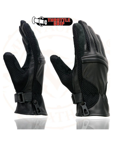 Guantes de Moto Milwaukee SH296 de Cuero y Malla Negros 2XL