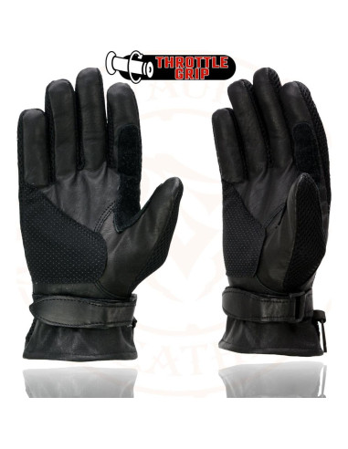 Guantes de Moto Milwaukee SH296 de Cuero y Malla Negros 2XL