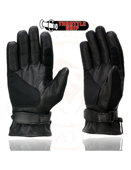 Guantes de Moto Milwaukee SH296 de Cuero y Malla Negros 2XL
