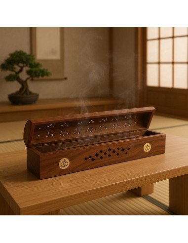 Soporte para Incienso CHAKRIK de Madera Hecho a Mano 30.48x6.35x7.62 cm