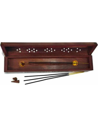 Soporte para Incienso CHAKRIK de Madera Hecho a Mano 30.48x6.35x7.62 cm
