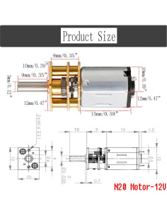 Motor de Engranaje DC 12V 1000RPM GA12-N20 Metal 3mm Eje - 2 Pcs 2