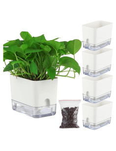 Macetas Autorriego Planterhoma 18 cm Blancas 4 Piezas