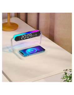 Cargador Inalámbrico Multifuncional OTXKOO M5 4-en-1 con Altavoz y Reloj