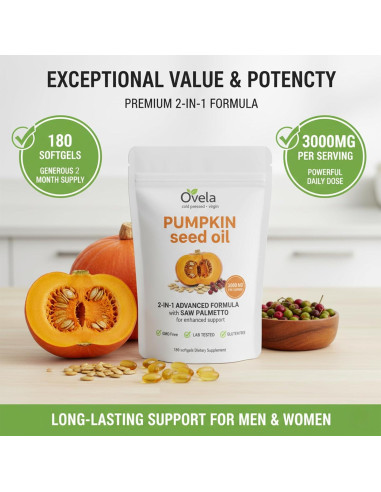 Cápsulas de Aceite de Semilla de Calabaza Ovela 180 Gelatinas